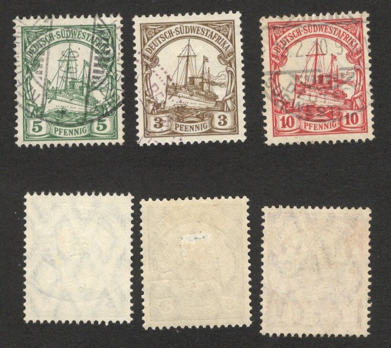 SOUTH WEST AFRICA, GERMANY COLONY - SUDWESTAFRIKA - 3 USED STAMPS - 1906/1907.