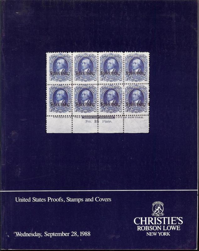 Christie's Robson Lowe:    United States Proofs, Stamps a...