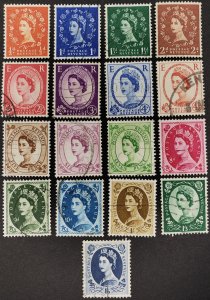 Great Britain, Scott #353-369, F-VF used, full set