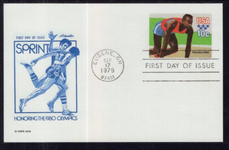 US UX80 Olympic Runner Postal Card Artmaster U/A FDC