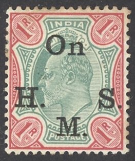 India Sc# O44 MH 1905 1r King Edward VII Official