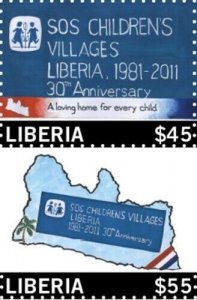 Liberia - 2012 - SOS CHILDREN'S VILLAGES - Set of 2 Stamps - MNH