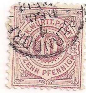 Wurttemberg Stamp- Scott # 060a/A4-Used/H-1890