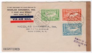 Afghanistan 5af, 10af, 20af clipper airmail via Singapore to U.S., 1941