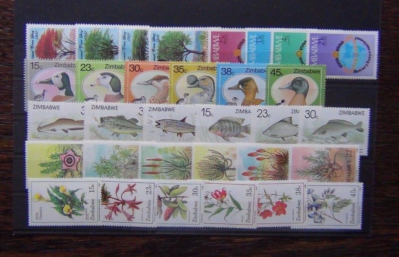 Zimbabwe 1980 1989 Trees Ducks Fishes Aloes Flowers Rotary etc MNH