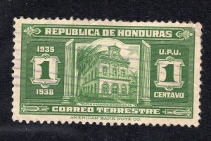 Honduras 1935 1c green Masonic Temple, Scott 328 used, value = 25c