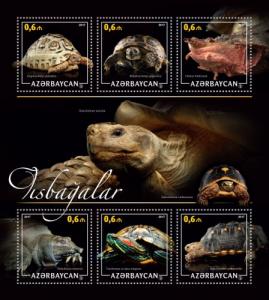 AZERBAIJAN 2017 SHEET TURTLES REPTILES azrb17216a