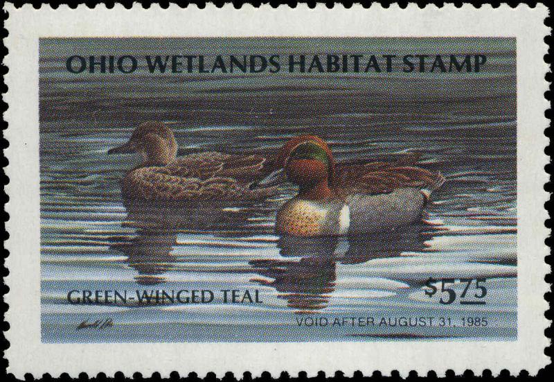 OHIO #03 1984 STATE DUCK STAMP GREEN WINGED TEAL by Harold Roe