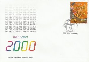 Poland 2000 FDC Stamps Scott 3495 New Year 2000 Space Time