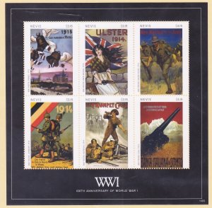 Nevis 1798 MNH 2014 World War I Poster Stamp Types Sheet of 6 Very Fine