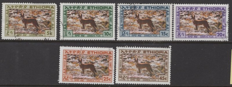 ETHIOPIA 1178-1183   USED  SIMIEN FOX   SHORT SET 1987