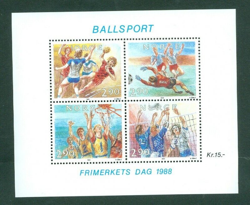 Norway. 1988 Souvenir Sheet Mnh. Ball Sports  Scott# 934 a-d.