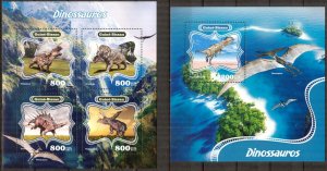 Guinea Bissau 2014 Dinosaurs (1) Sheet + S/S MNH