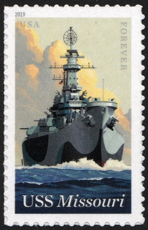 SC#5392 (55¢) USS Missouri Single (2019) SA