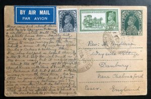1946 Delira India Airmail Stationery Postcard Cover To Danbury England