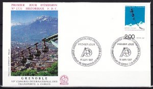 France, Scott cat. 2045. Cable Car Transport issue. First day cover. ^