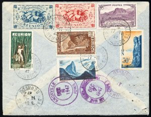 Reunion Stamps Year 1947 Register And Flown Cover