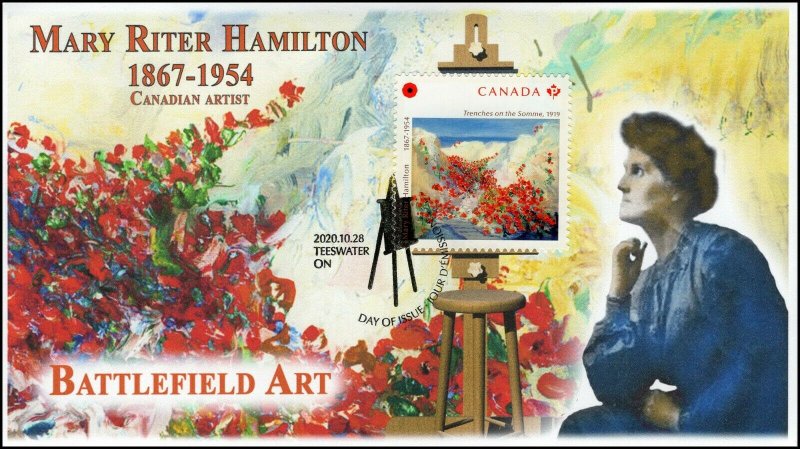 CA20-028, 2020,Mary Ritter Hamilton, Pictorial Postmark, First Day Cover, Battle