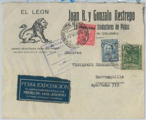 74425 - COLOMBIA - POSTAL HISTORY - rare OLYMPIC EXPOSITION label on COVER 1932