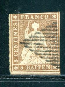 Switzerland  #15    used  F-VF Cat $160  Lakeshore Philatelics