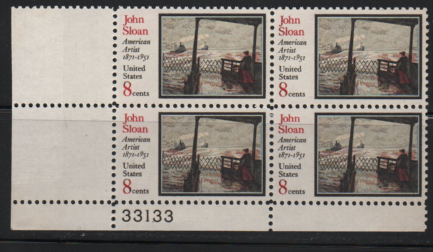 US #1433 MNH Plate Block. John Sloan - American Artist