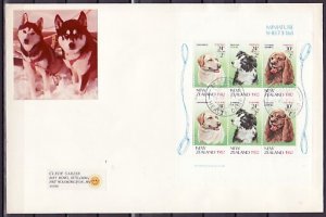 New Zealand, Scott cat. B114a. Various Dogs sheet. Large First day cover. ^