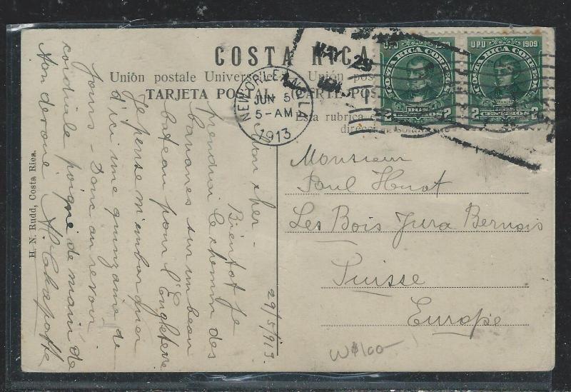 COSTA RICA (P1906B) 1913 2C PR ON PPC  TO SWITZERLAND