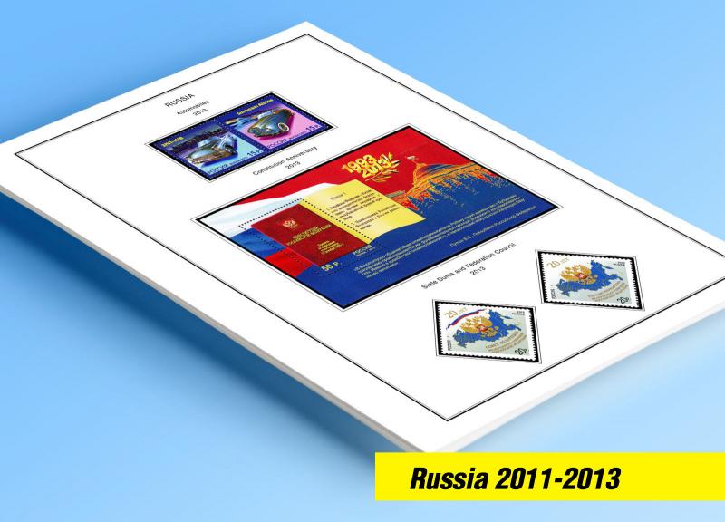 COLOR PRINTED RUSSIA 2011-2013 STAMP ALBUM PAGES (64 illustrated pages)