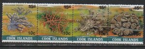 1987 Cook Islands - Sc 953 - MNH VF - strip of 4 - Coral - Overprinted