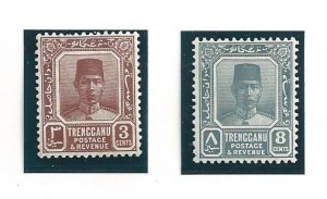 1938 MALAYSIAN STATES TRENGGANU, n . 29 e 34 2 values MLH/*