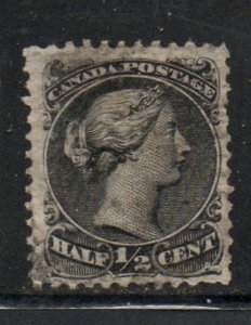 Canada Sc 21 1868 1/2c black Large Queen Victoria stamp used