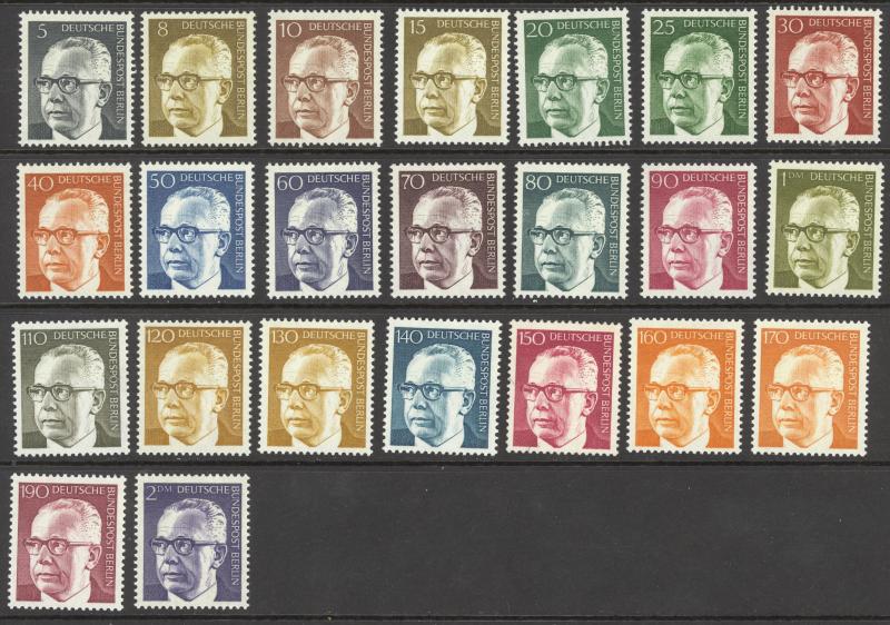 Germany Berlin Sc# 9N284-9N301 Used 1970-1973 5pf-2m President Heinemann