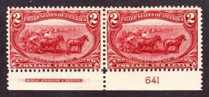 US 286 2c Trans-Mississippi Mint Plate #641 Bottom Pair F-VF OG H SCV $60