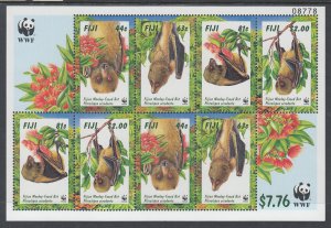Fiji 800a Bats Souvenir Sheet MNH VF