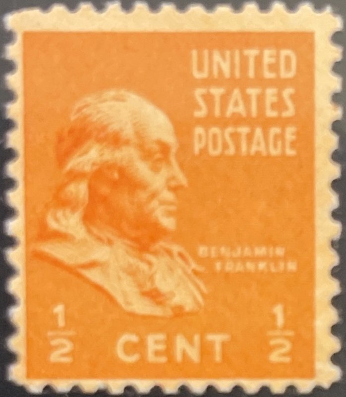 Scott #803 1938 ½¢ Presidential Series Benjamin Franklin MNH OG