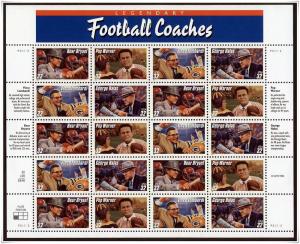 SC#3143-46 32¢ Football Coaches Sheet of Twenty (1997) MNH