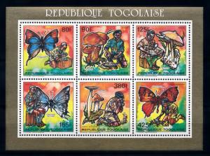 [70636] Togo 1990 Insects Butterflies Scouting Pilze Mushrooms Sheet MNH