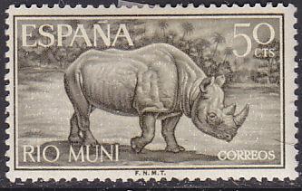 Rio Muni 37 Unused 1964 Black Rhinoceros