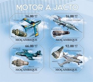 Mozambique - Aircrafts & Jet Engines 4 Stamp  Sheet 13A-615