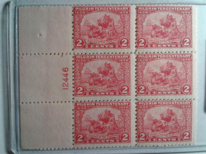 SCOTT # 549 PILGRIM TERCENTENARY ISSUE PLATE BLOCK OF 6 MINT NEVER HINGED GEM