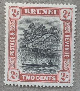 Brunei 1907 2c grey-black and scarlet. Scott 15, CV $3.25. SG 24