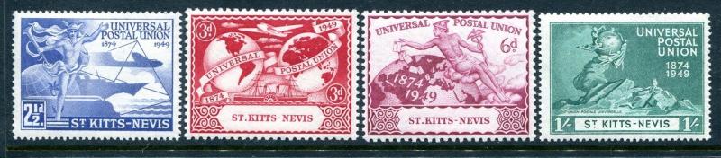 Saint Kitts Nevis 95-98, MNH, UPU-75 1949 Plane Ship Hemisphere Globe. 