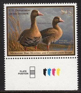 US Stamp #RW78 MNH White-Fronted Geese on Pond 4 Duck Color Bar from PRESS SHEET