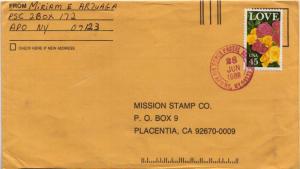 United States A.P.O.'s 45c Love Roses 1989 Army Postal Service APO 09123 Span...