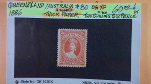 Queensland/Australia 1886 Scott# 80 Mint OG XF Hinged/Thick Paper