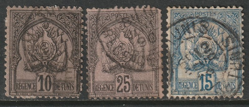 Tunisia 1888 Sc 13,18,27 used