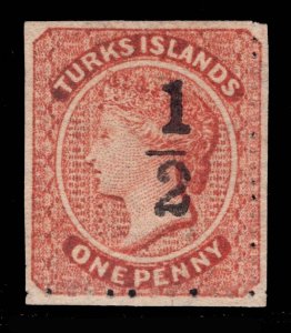 MOMEN: TURKS ISLANDS SG #16 1881 UNUSED £225 LOT #69003*