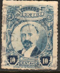 MEXICO 614, 10cents Pres. Madero. ROULETTED, USED. F-VF. (370)