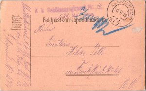 Austria Soldier's Free Mail 1918 K.u.K. Feldpostamt 474 Feldpostcard to Bockf...