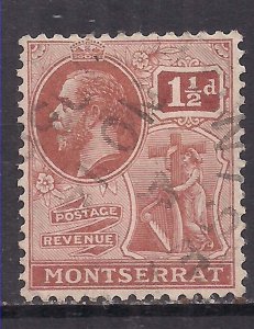 Montserrat 1922 KGV 1 1/2d Red Brown used SG 69 ( C556 )